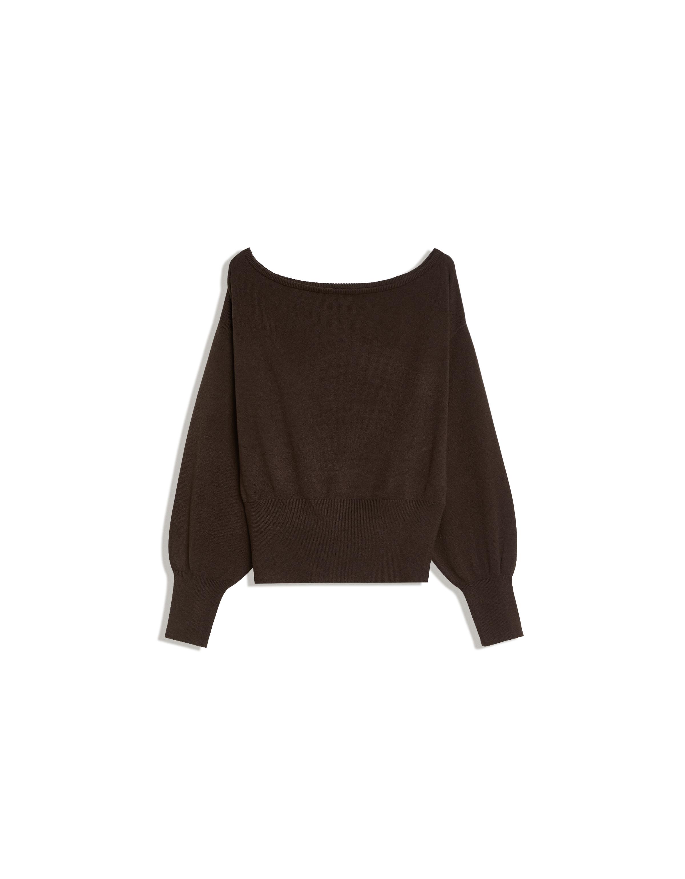 Asymmetric neck jumper — Brown