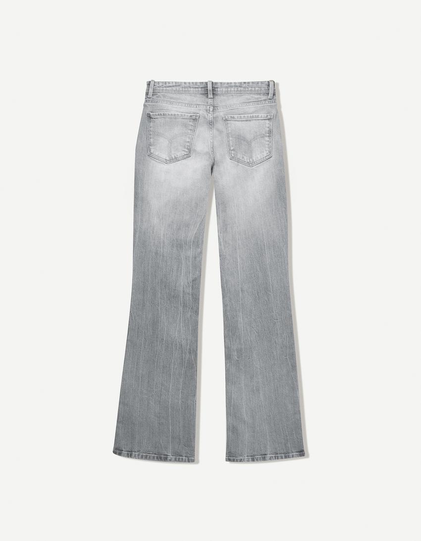 Blugi bootcut talie joasă-Gri-4