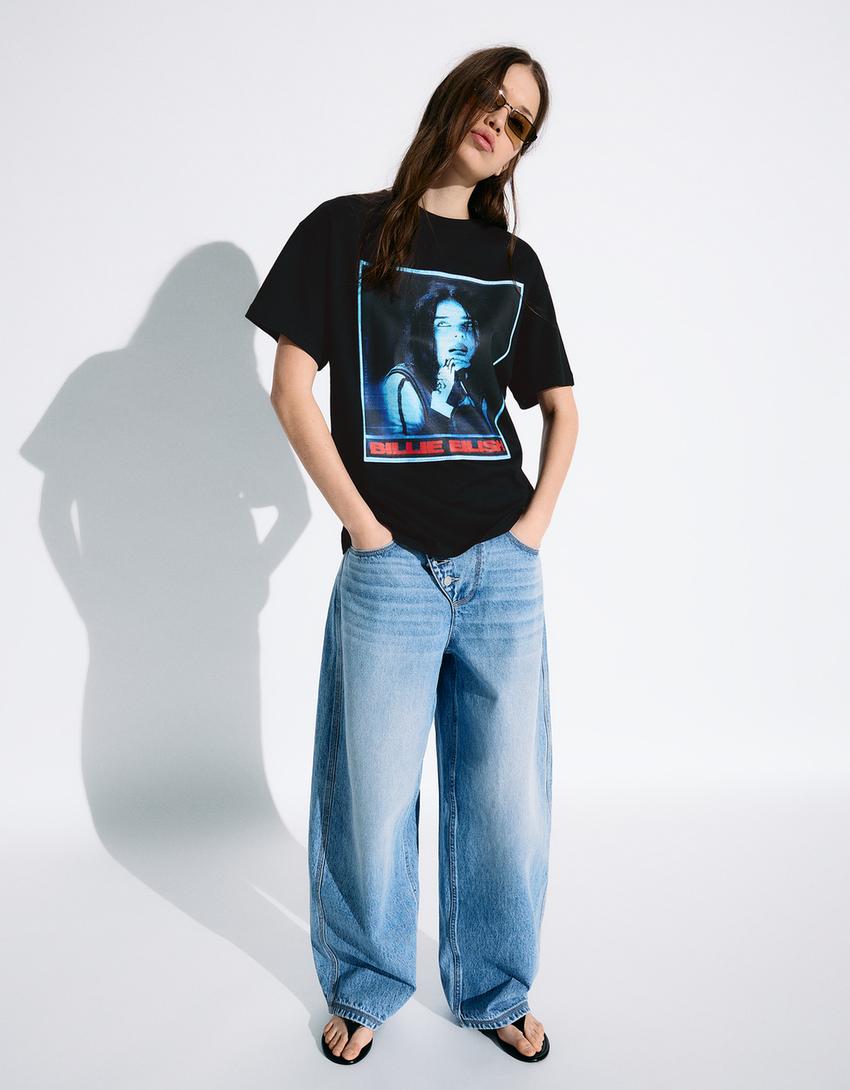 Short sleeve Billie Eilish print T-shirt-Black