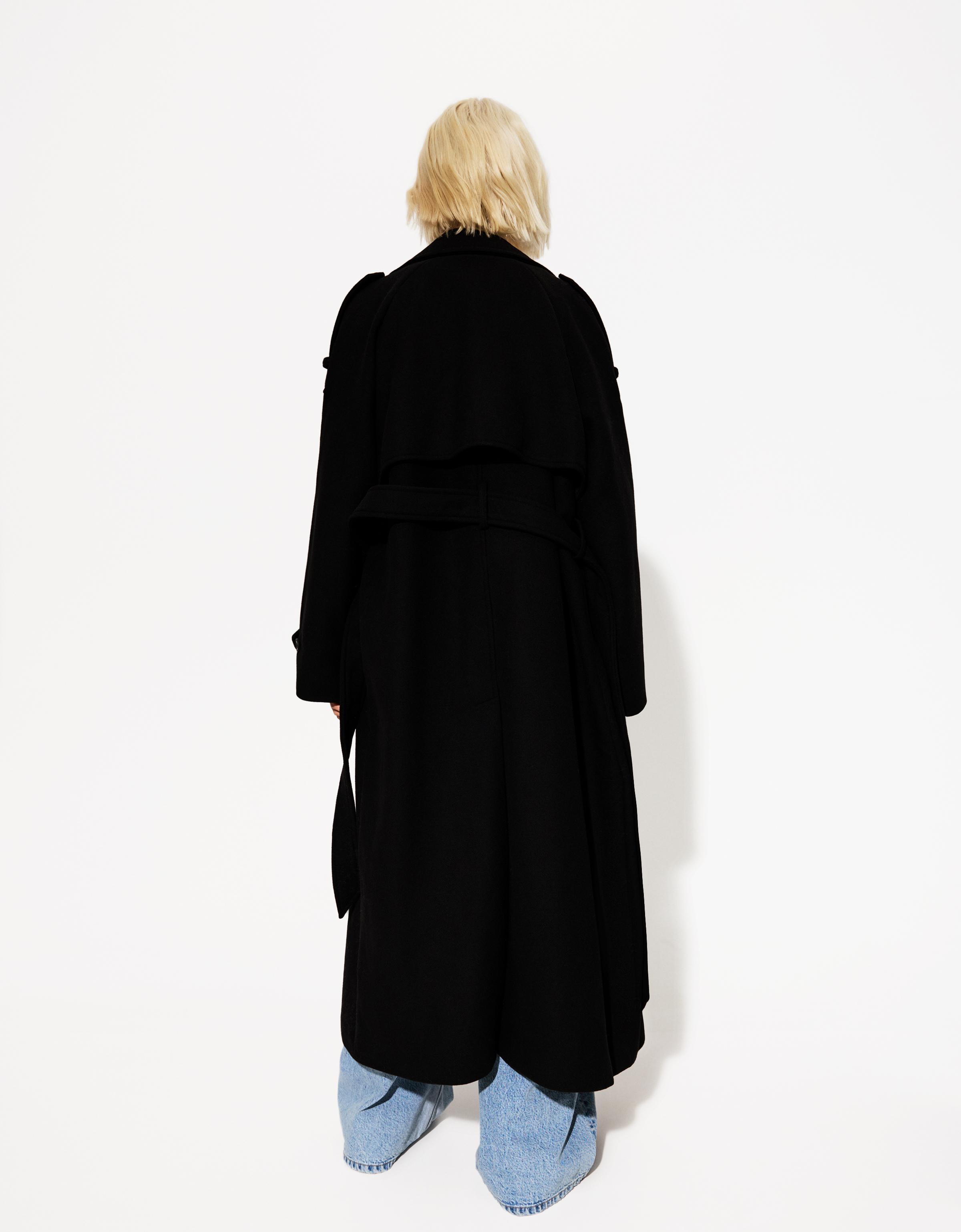 Bershka Oversize-Trenchcoat-Mantel Mit Wolle Damen S Schwarz