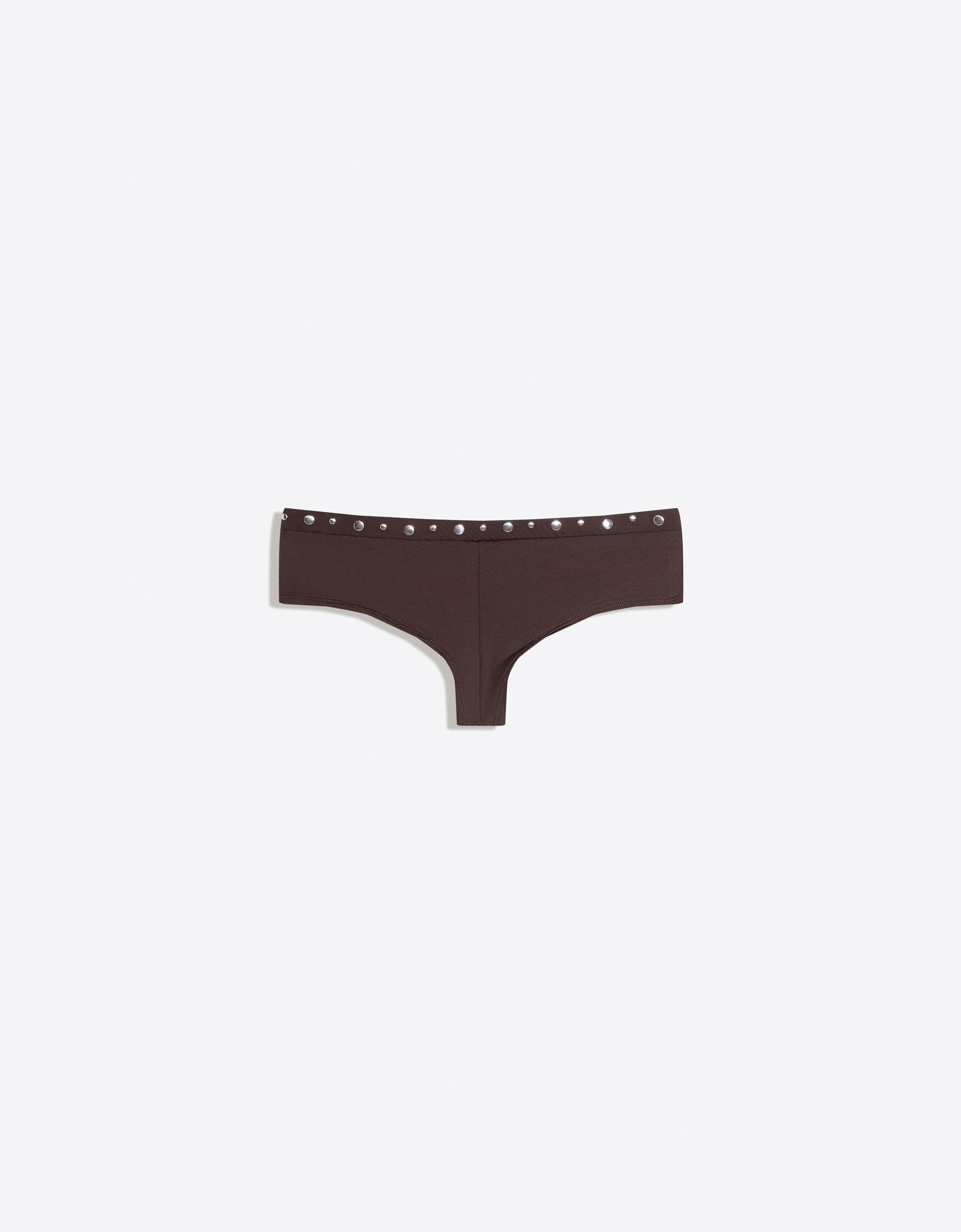 Studded culotte bikini briefs — Brown