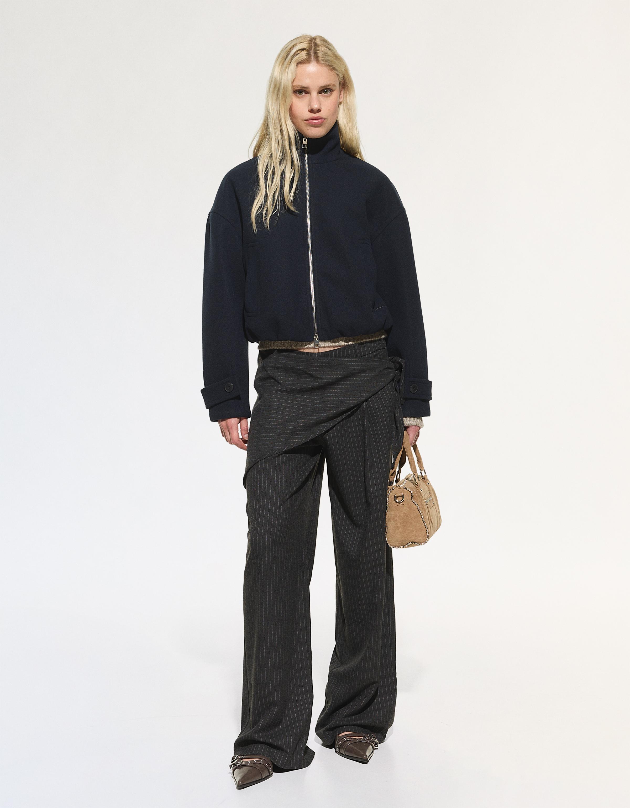 Darted trousers with scarf print scarf