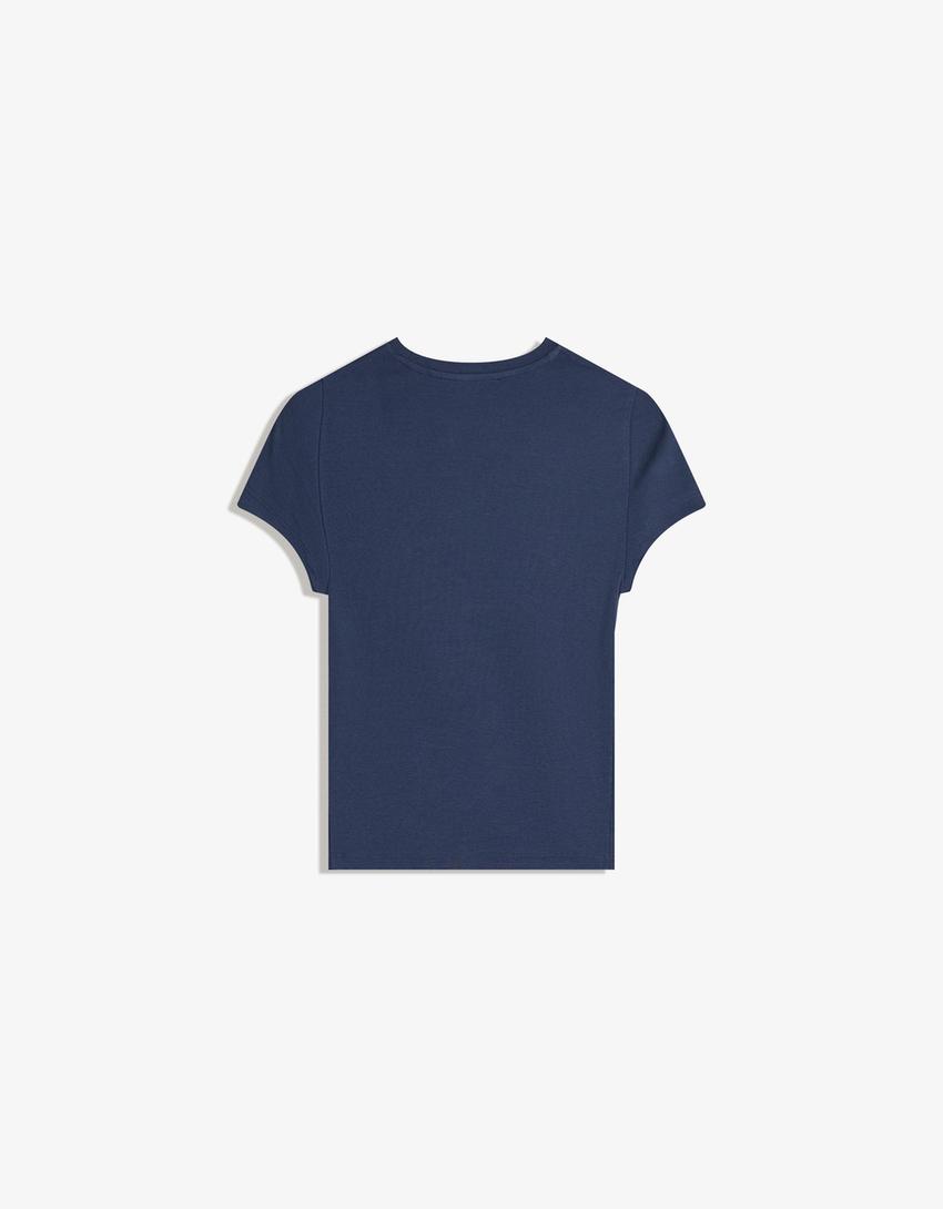 Camiseta manga corta tachas-Azul