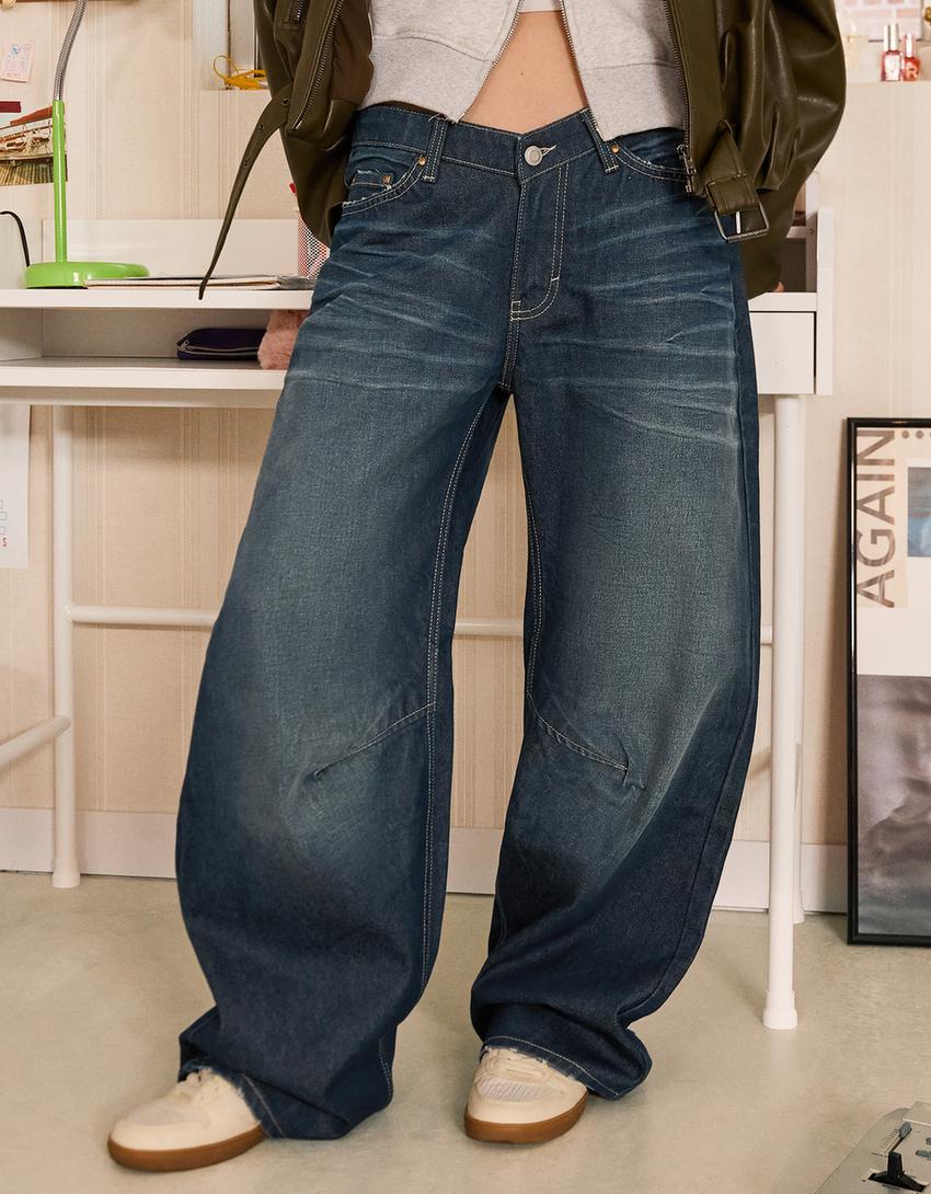 Jeans slouchy low waist-Azul lavado