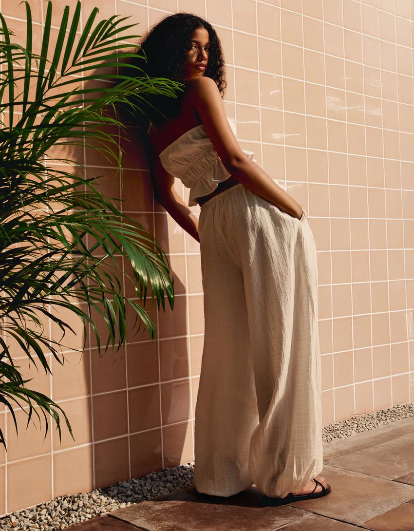 Rustic top and trousers set-White-1