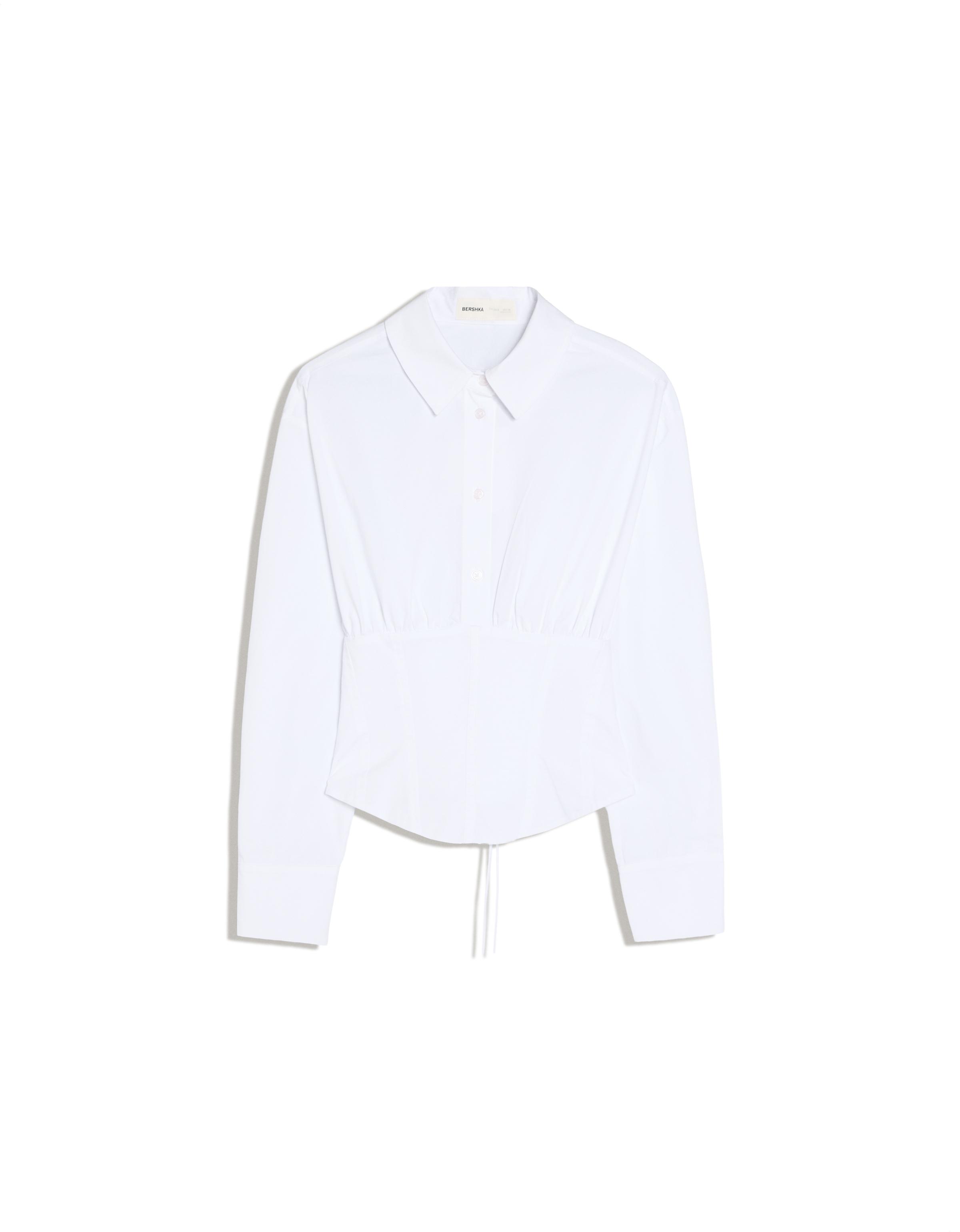 Long sleeve corset-effect shirt — White
