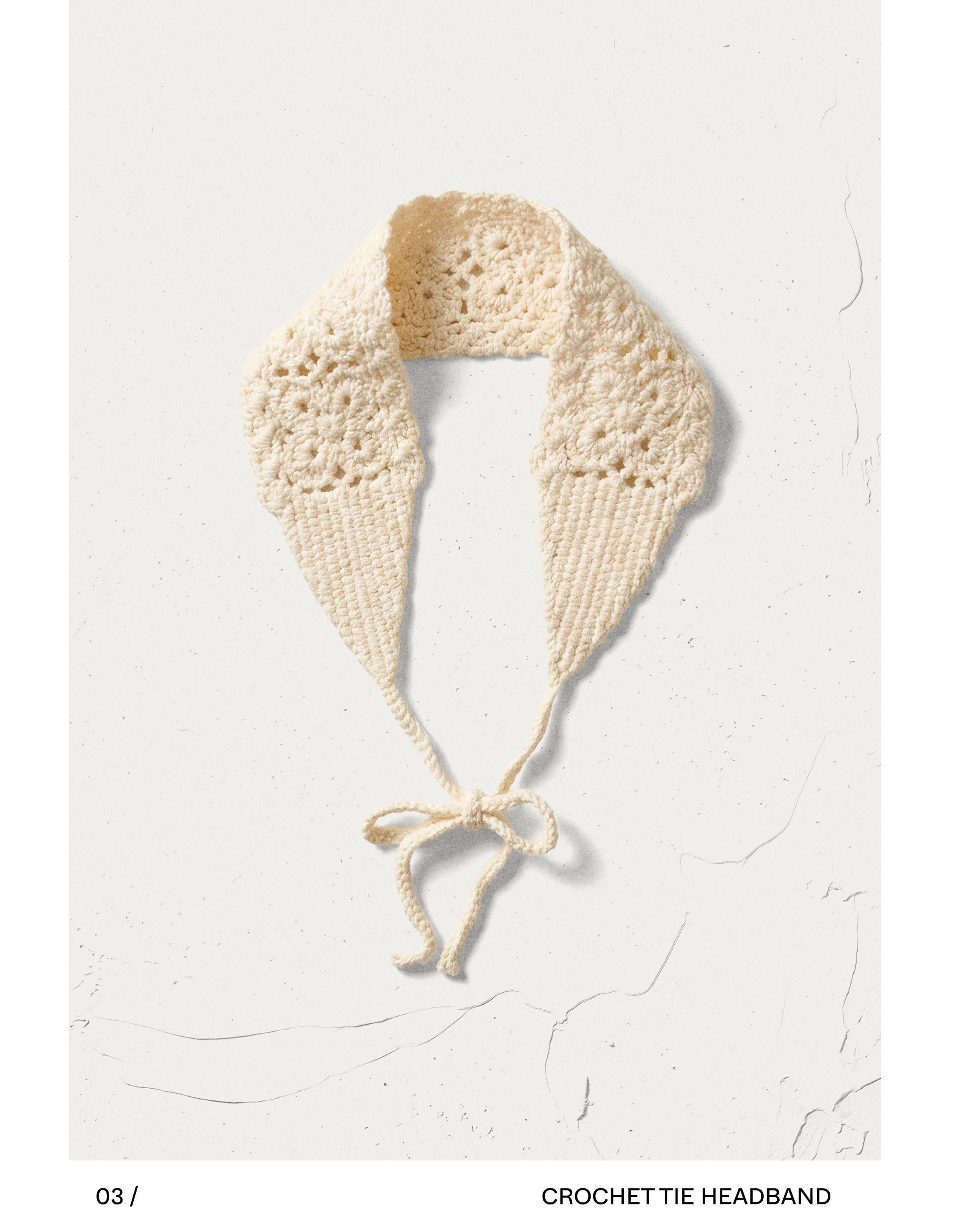 Crochet hairband — Cream