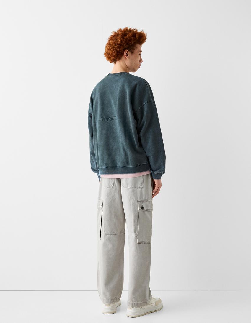 Washed-effect sweatshirt-Green