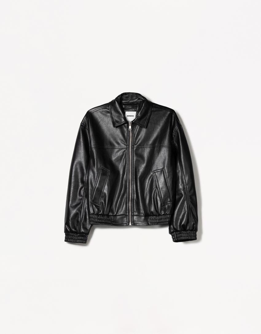 Veste en similicuir-Noir
