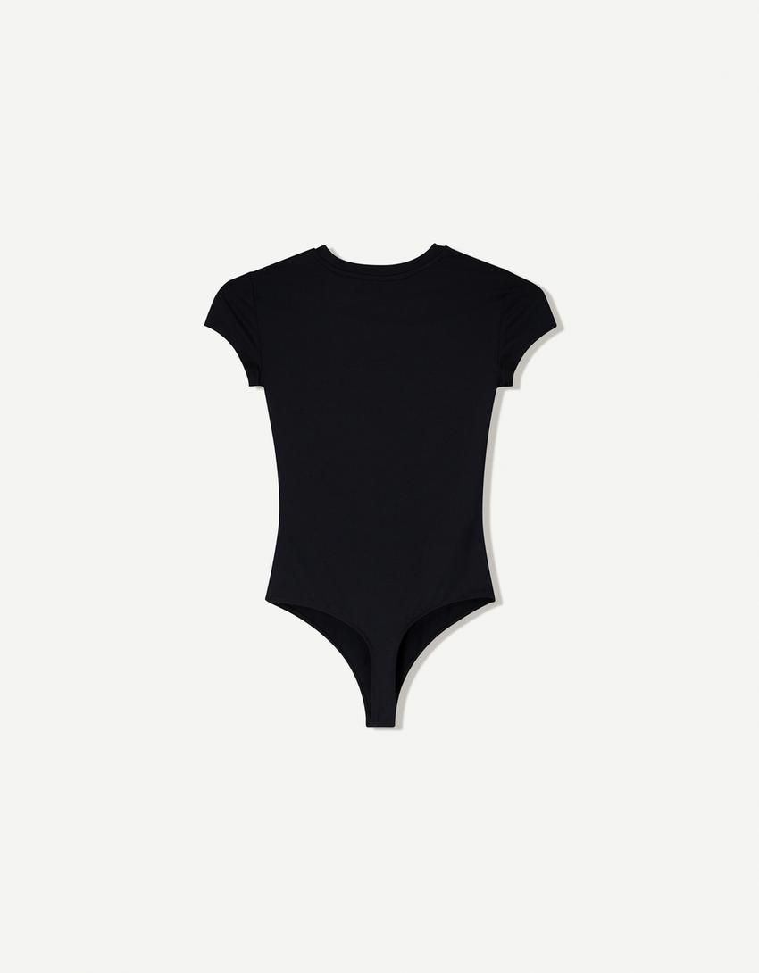 Short sleeve bodysuit-Black-4