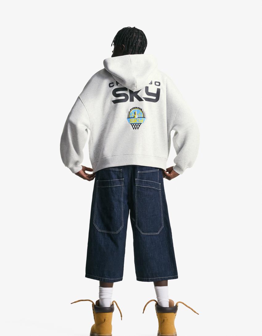 Sweatshirt fecho de correr WNBA capuz-Cinza