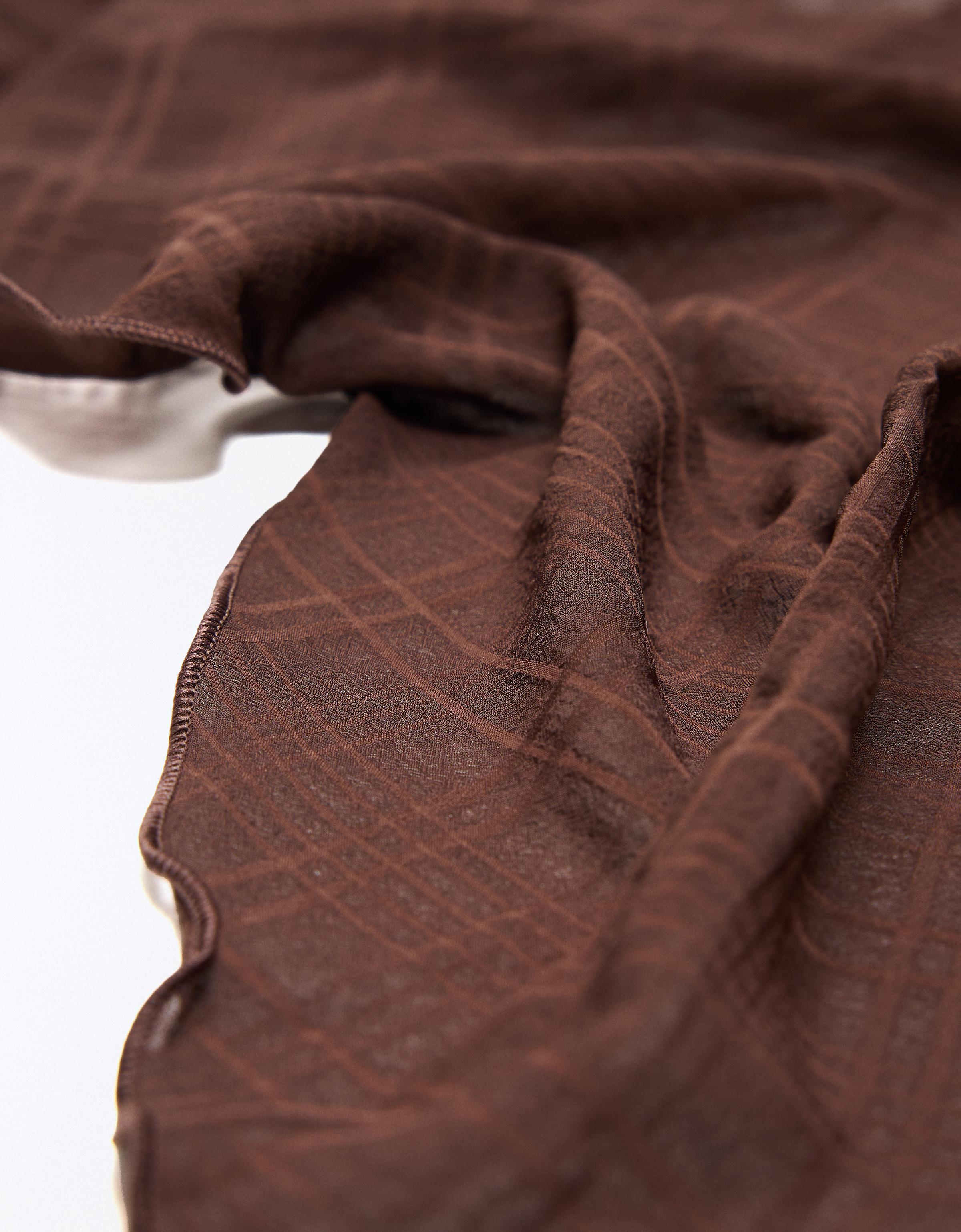 Asymmetric scarf with tie detail — Brown