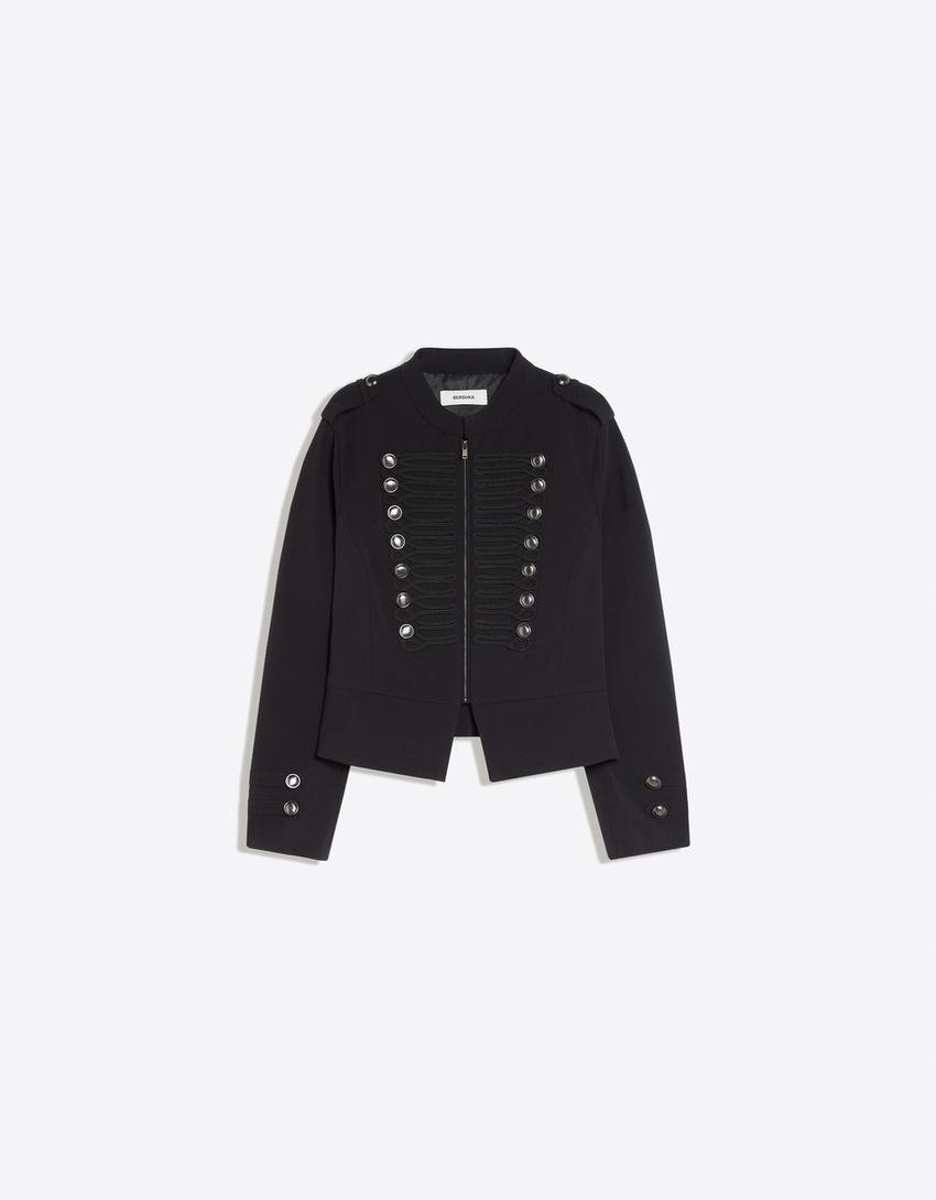 Düğme detaylı blazer ceket-Siyah