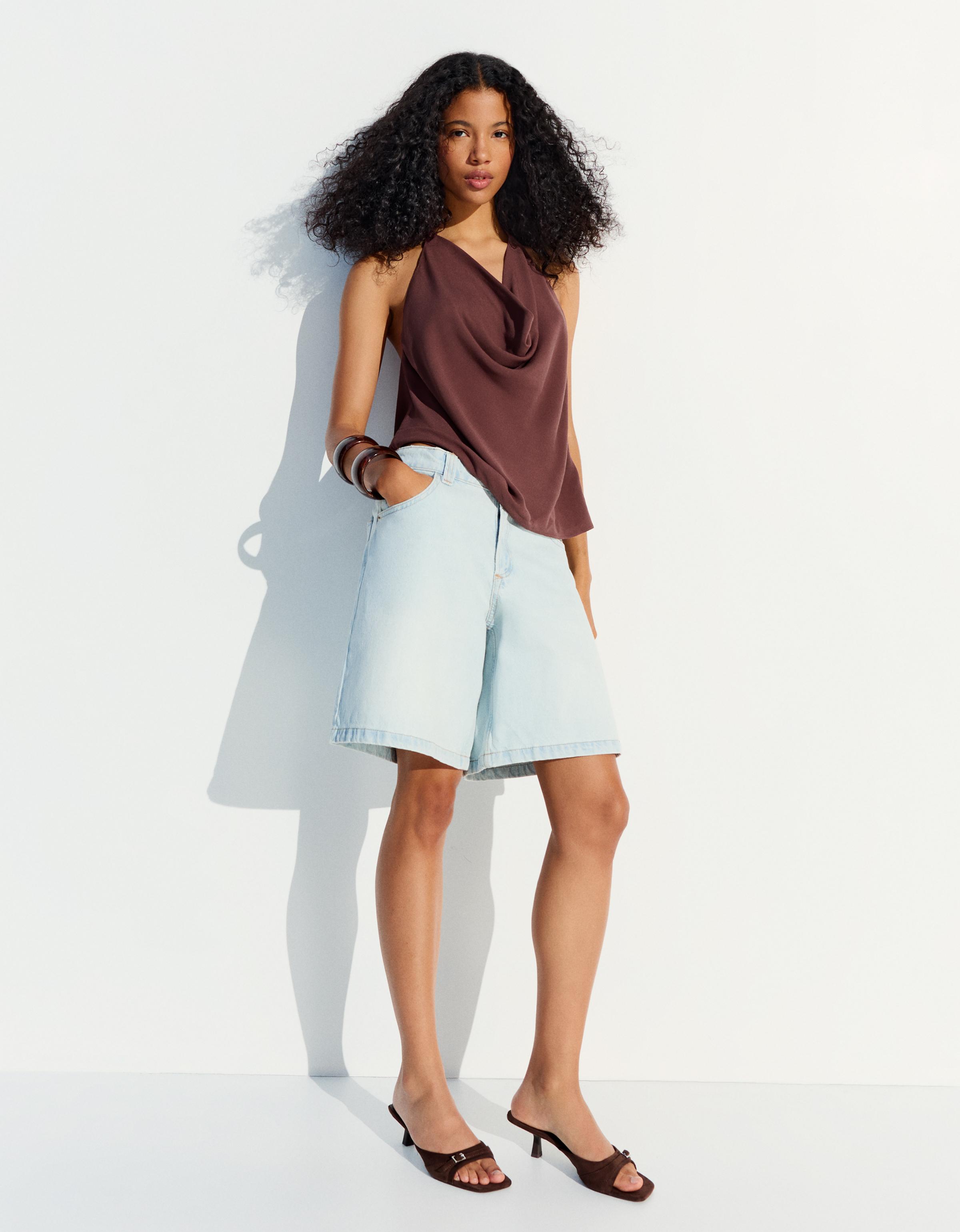 Draped halter top — Brown