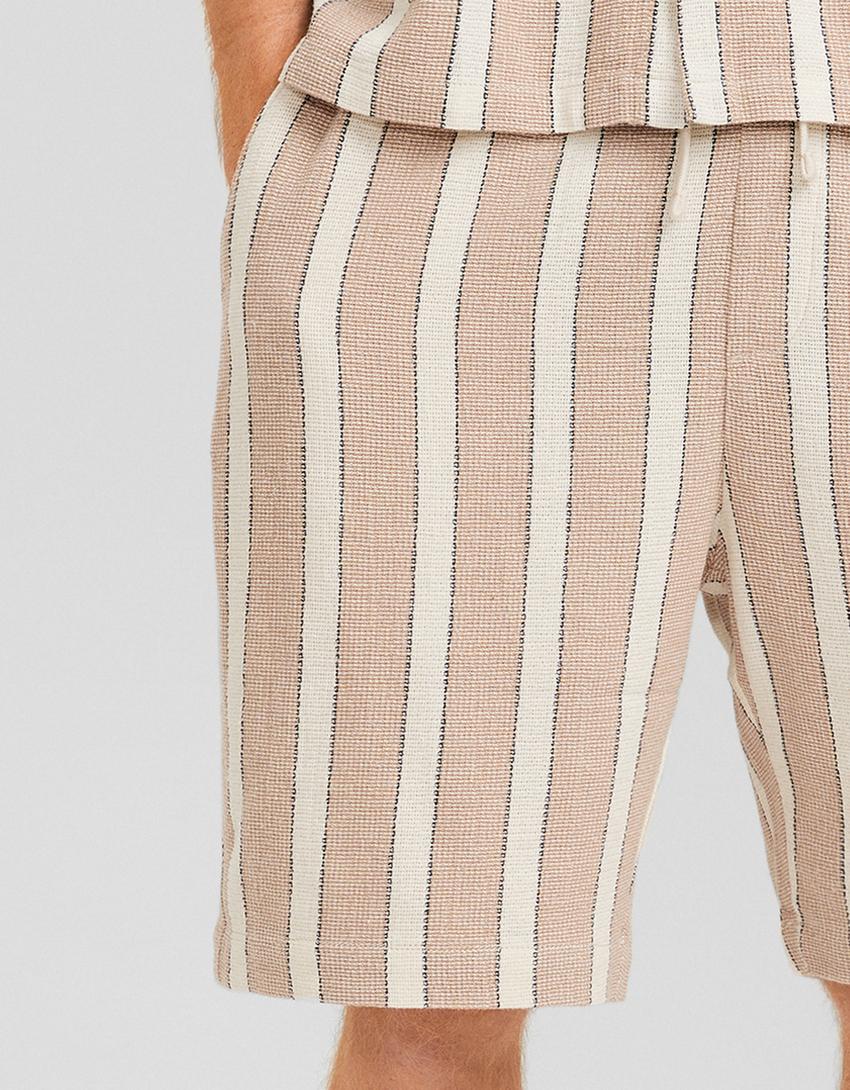 Bermuda rústica rayas-Camel-3