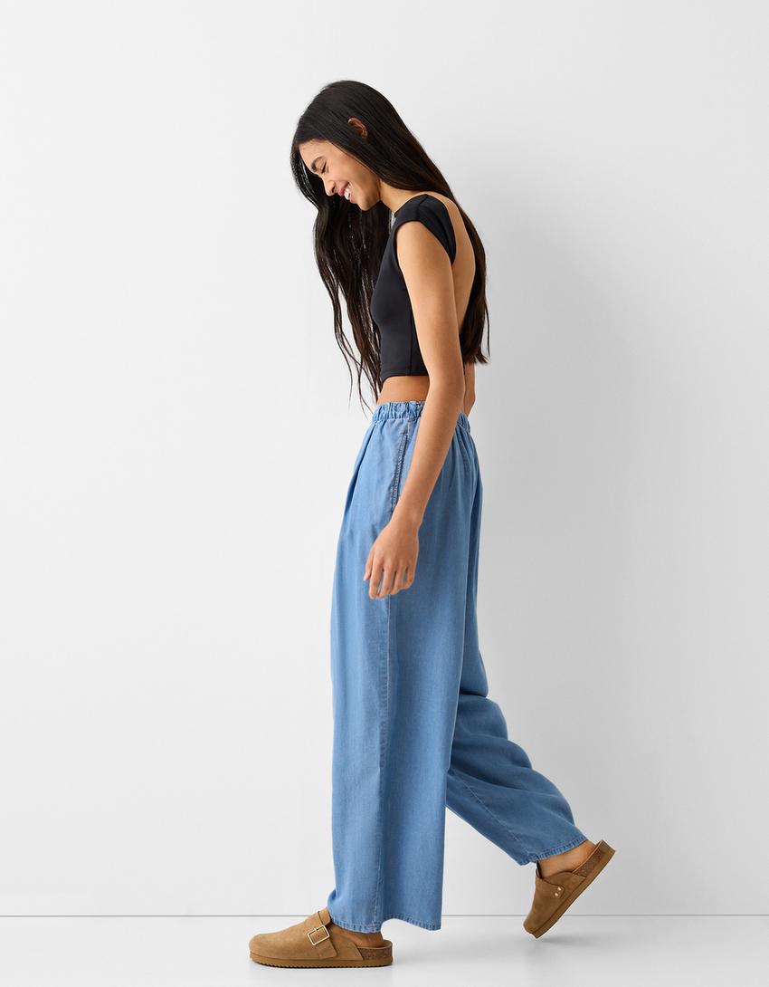 Lyocell culotte jeans-Light blue-1