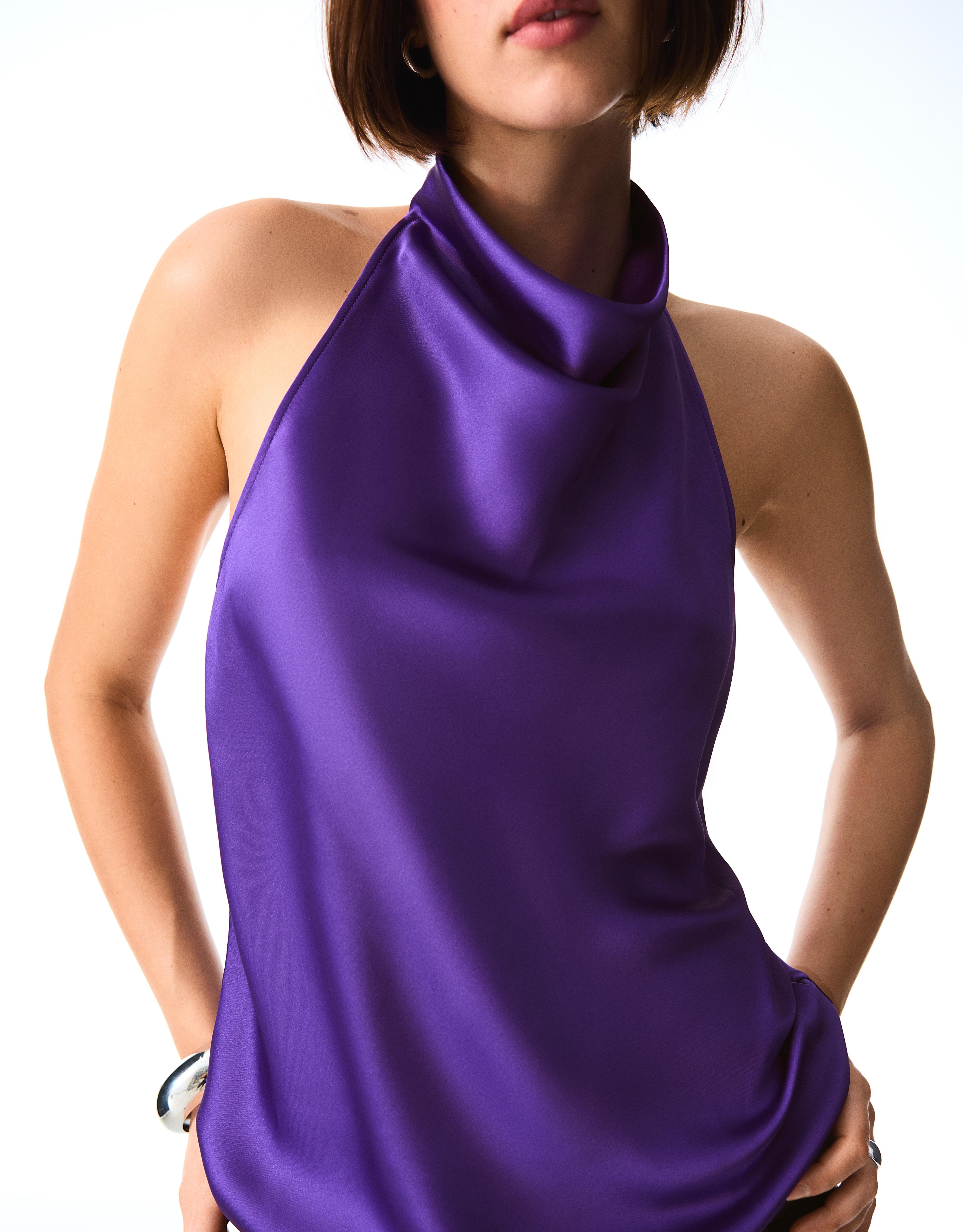 Draped sateen top — Violet
