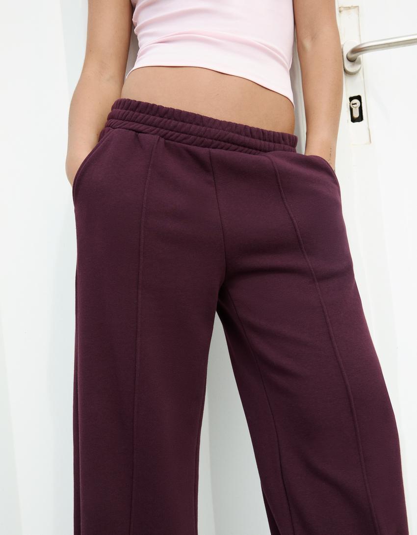 Pantaloni felpa wide leg-Viola-1