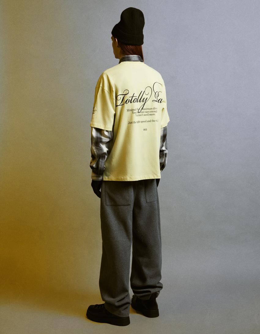 T-shirt manches courtes imprimé-Jaune