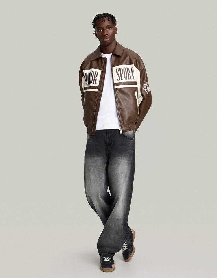 blessü wash baggy denim はぐれ ブラウン L