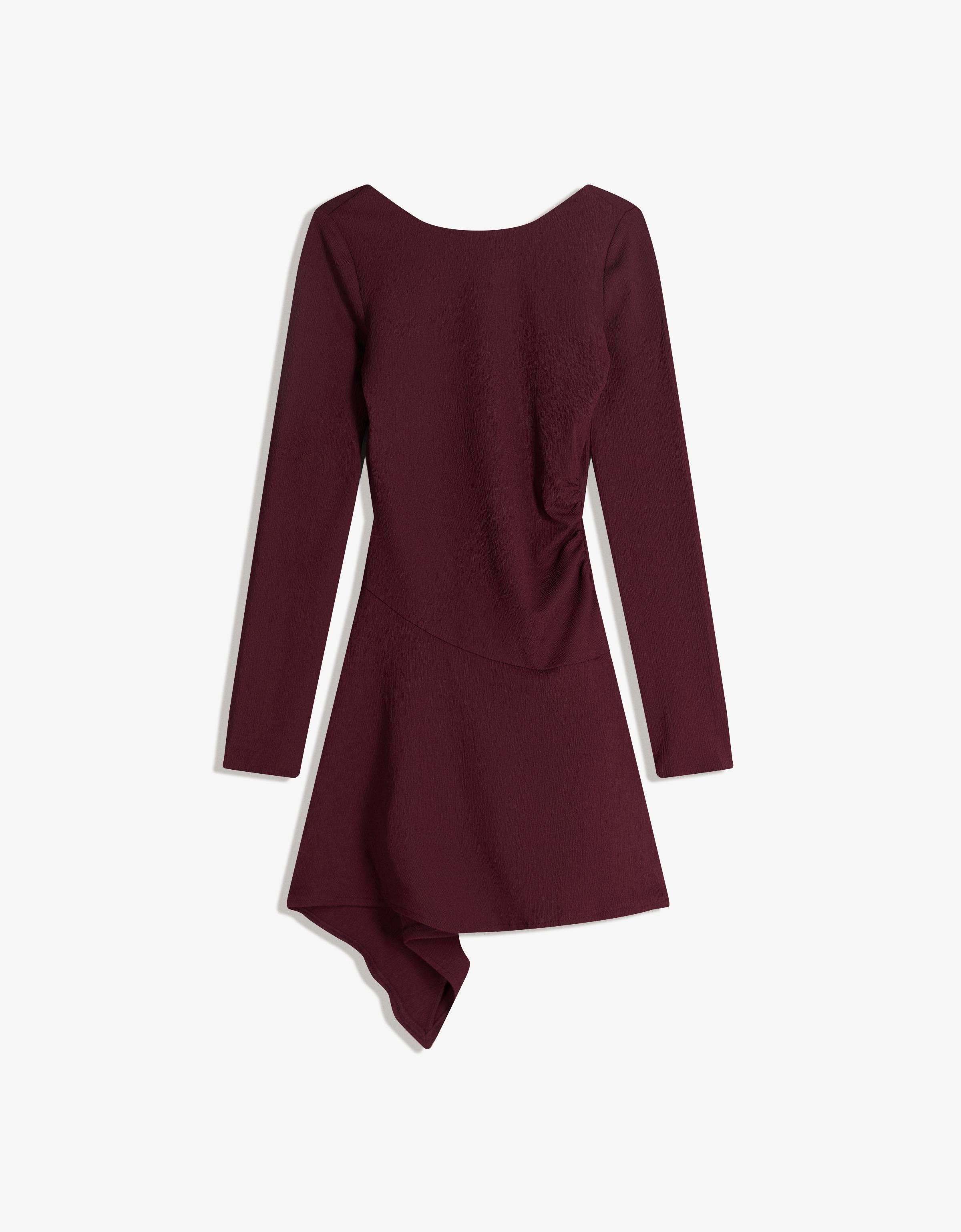 Asimetrik kloş uzun kollu mini elbise - Görsel 8