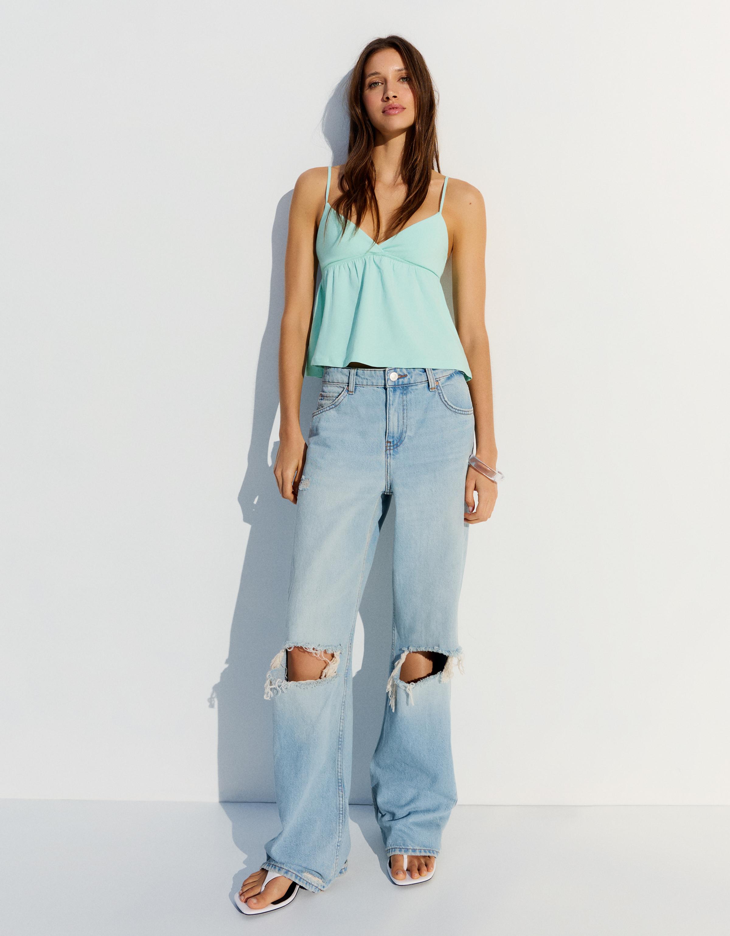 Peplum strappy top — Turquoise
