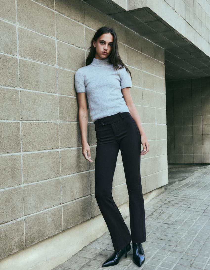 Bengaline flared trousers-Black