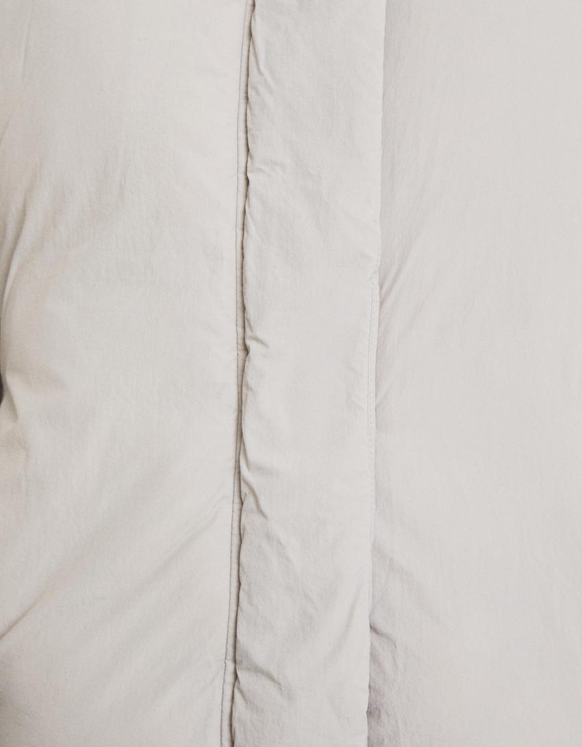 Nylon quilted jacket with hood-Grey