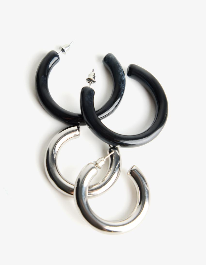 Pack 2 pendientes aro-Negro