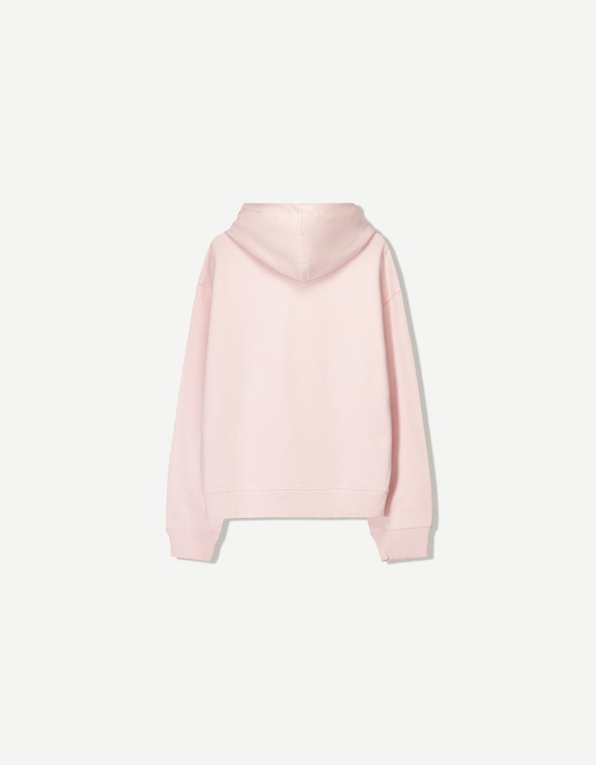Kapüşonlu sweatshirt-Pembe-6
