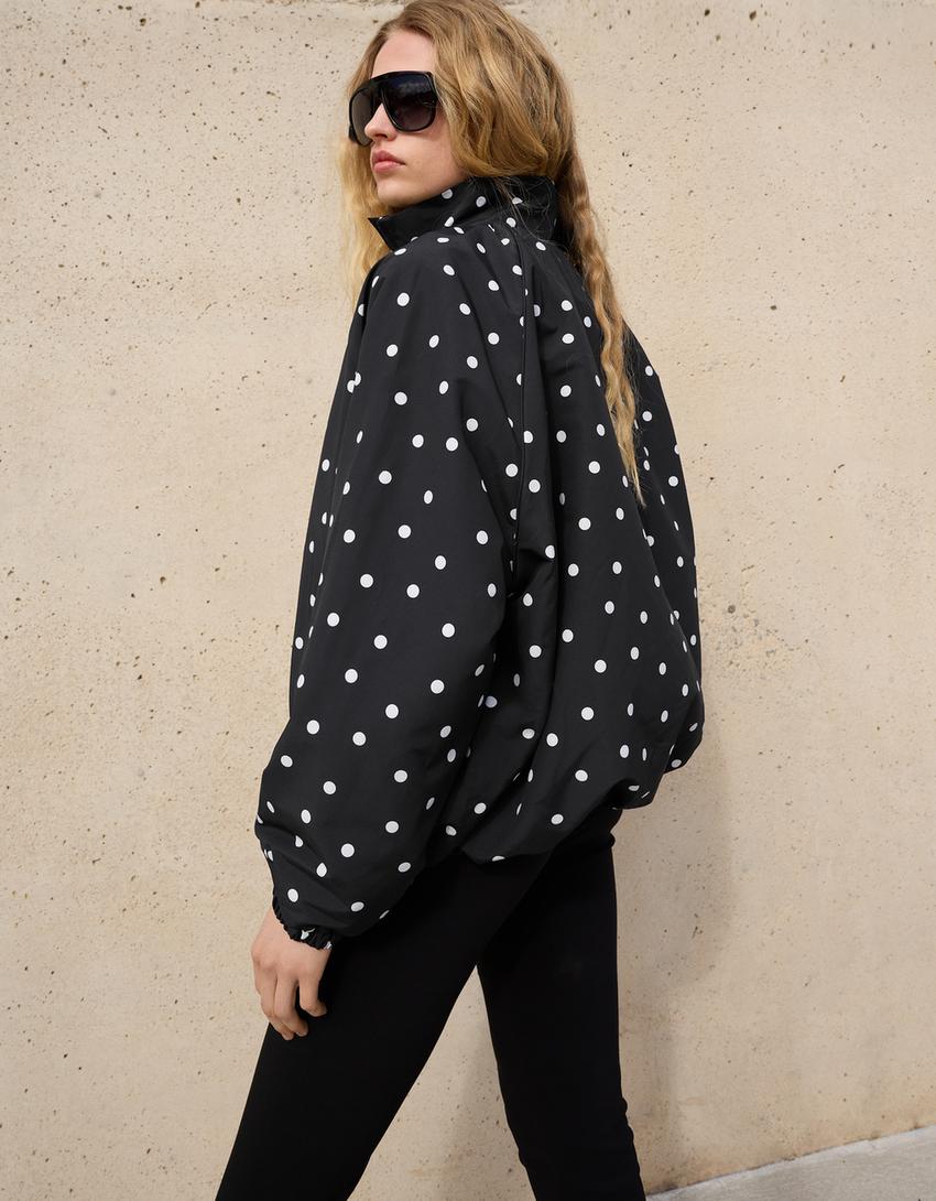 Oversize polka dot jacket-Black