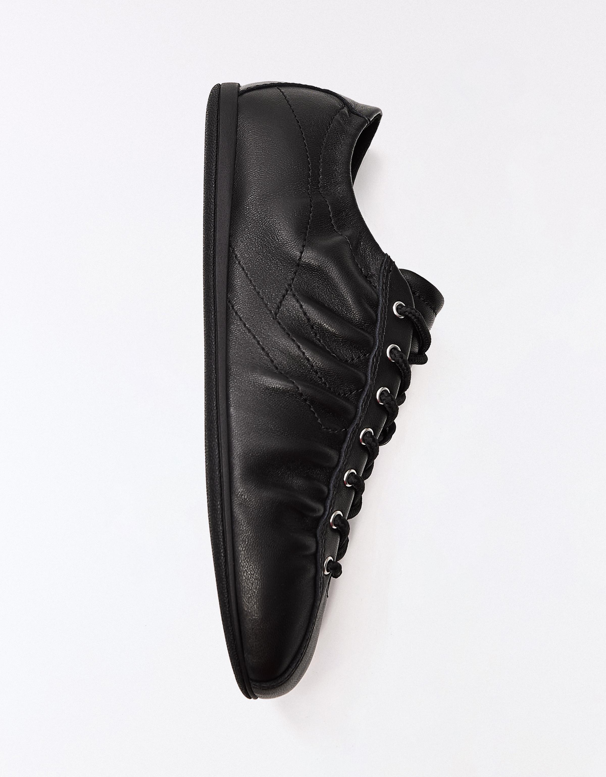 Slim-sole leather trainers — BLACK