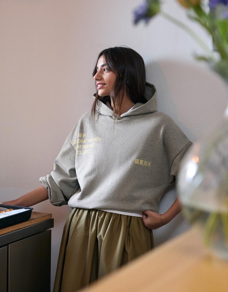 Baskılı kapüşonlu sweatshirt