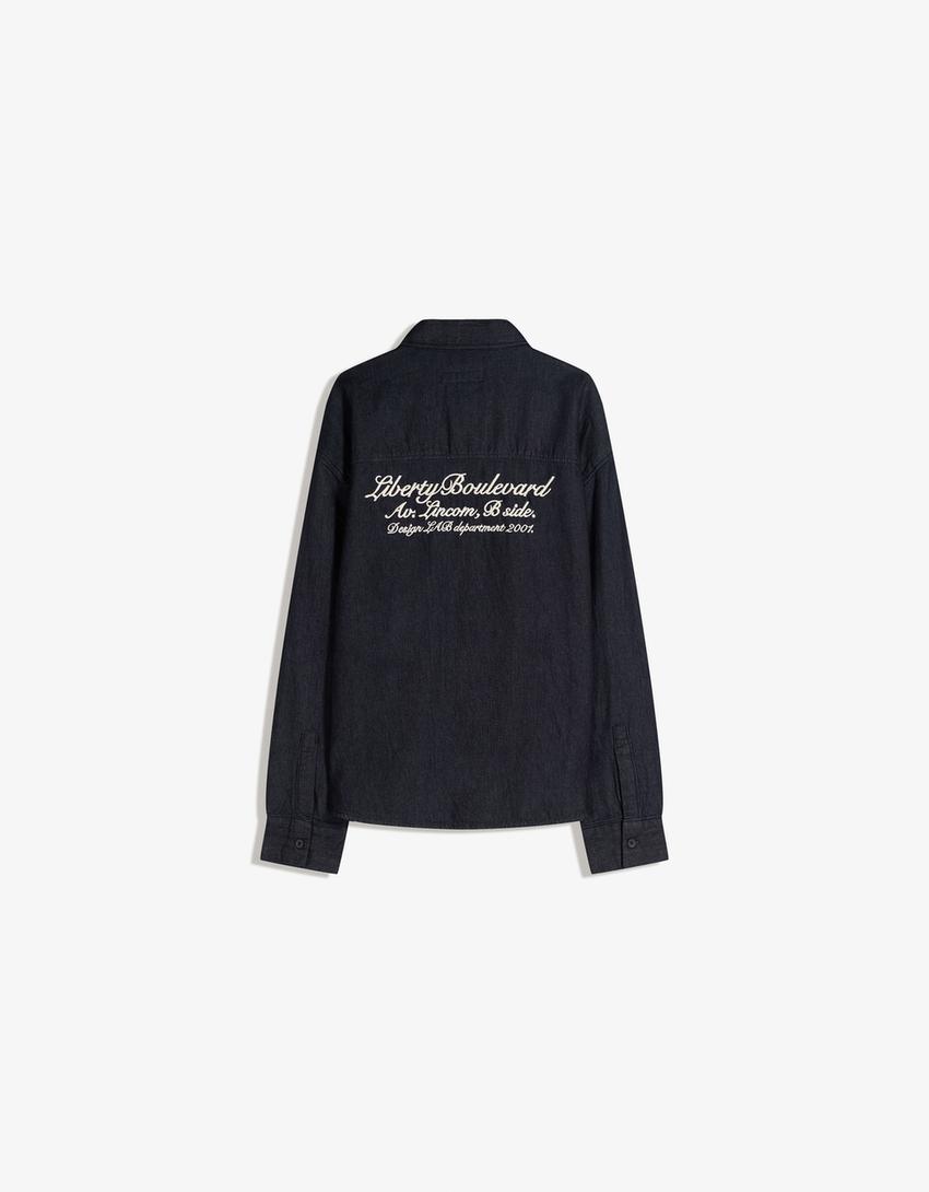 Oversized denim shirt-Blue