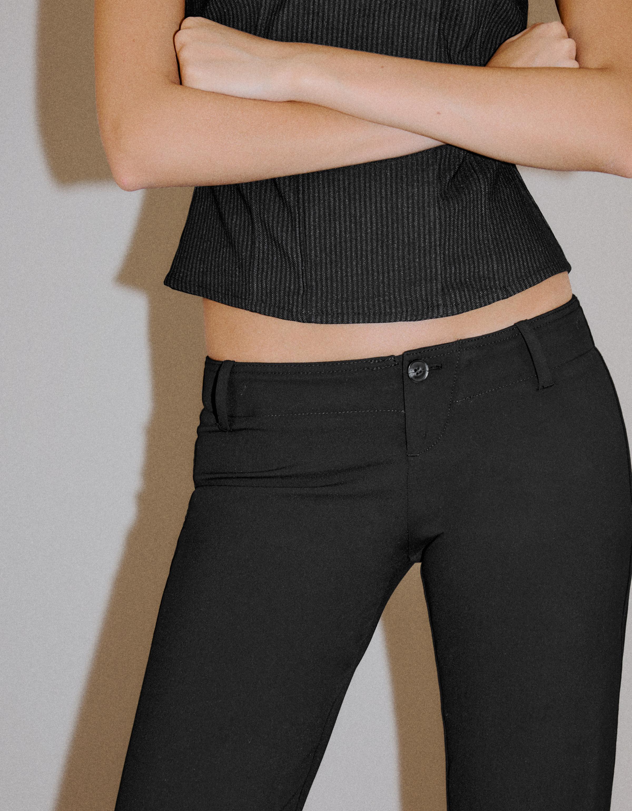 Slim fit low-rise trousers — Black