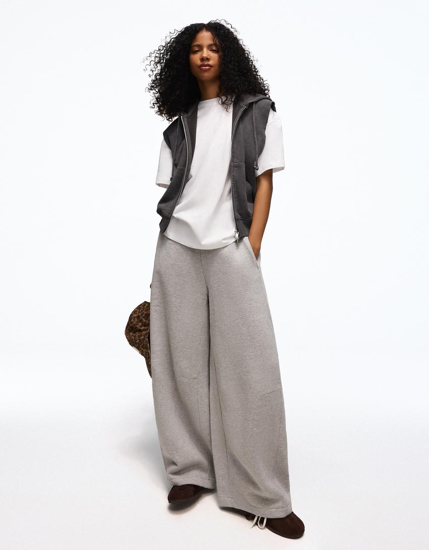 Faded-effect hooded vest-Dark grey