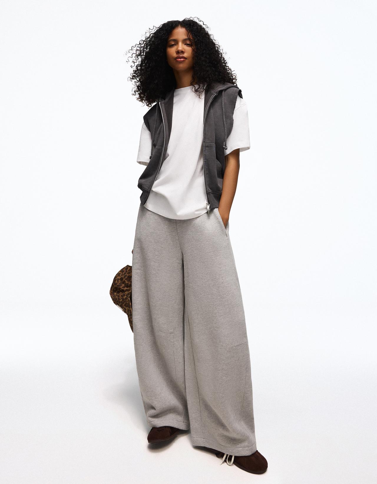 Hooded washed effect gilet — Dark grey