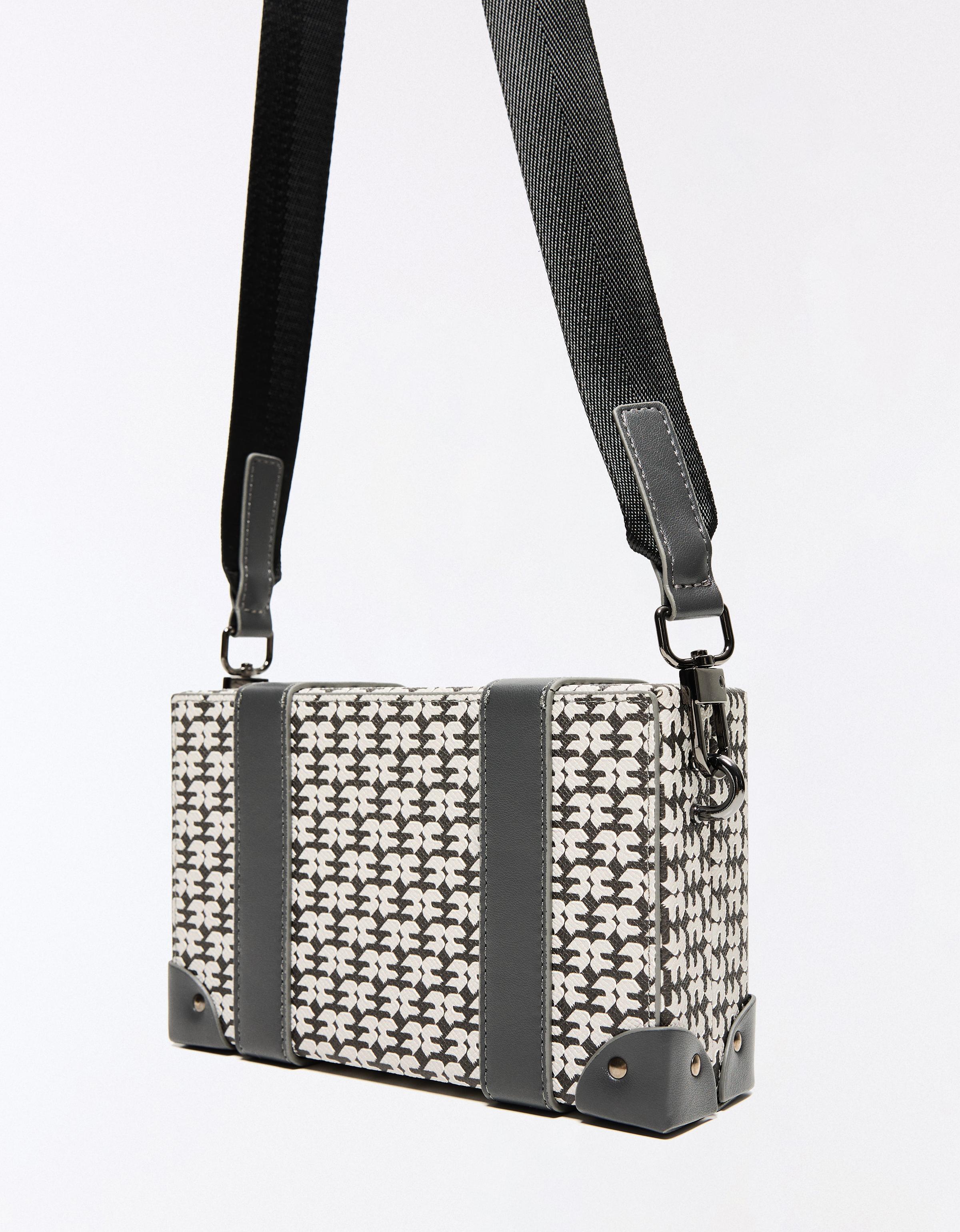 Monogram box bag with buckles — Mixed gray