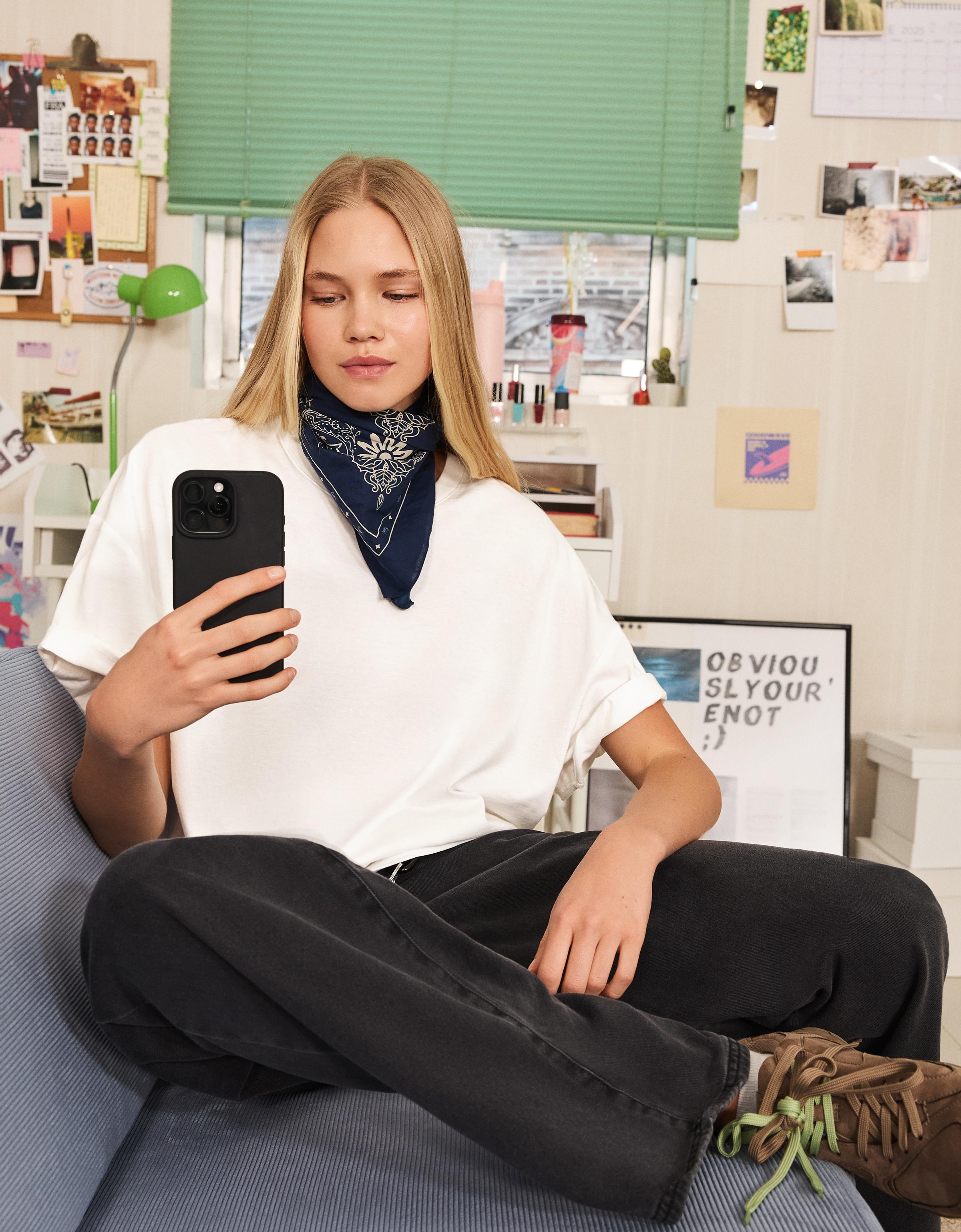 Bershka Camiseta Manga Corta Boxy Fit Mujer L Blanco Roto