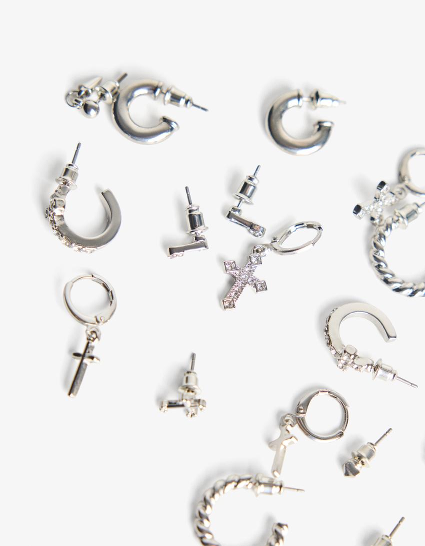 Pack 9 pendientes-Plata