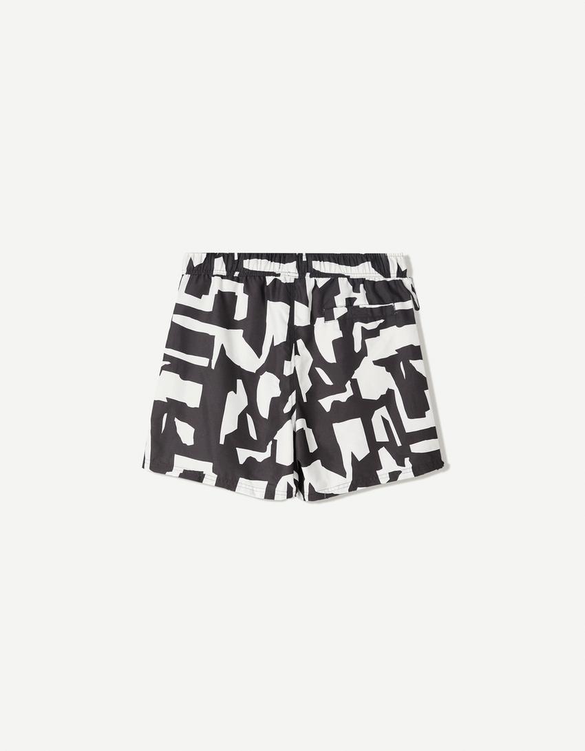 Fato de banho boxy estampado-Cinza