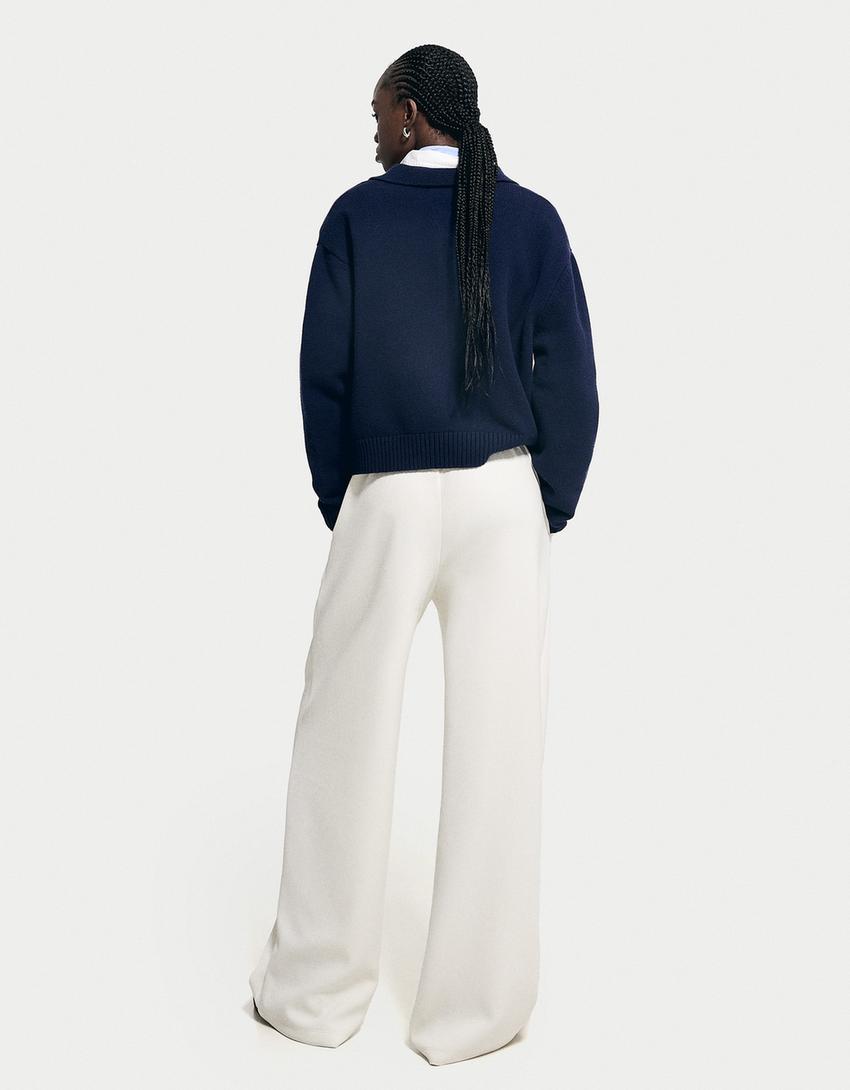 Pantaloni Snoopy wide leg-Avorio-2