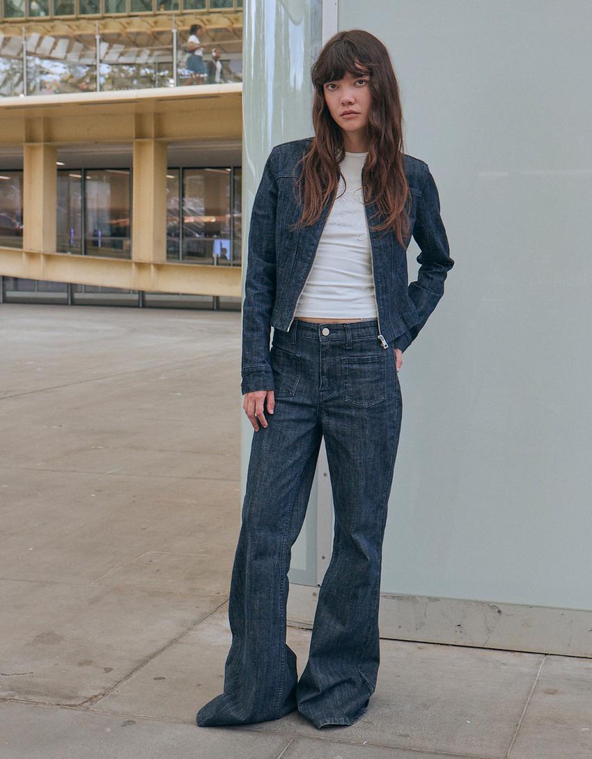 Flared comfort jeans with pockets-Navy-2