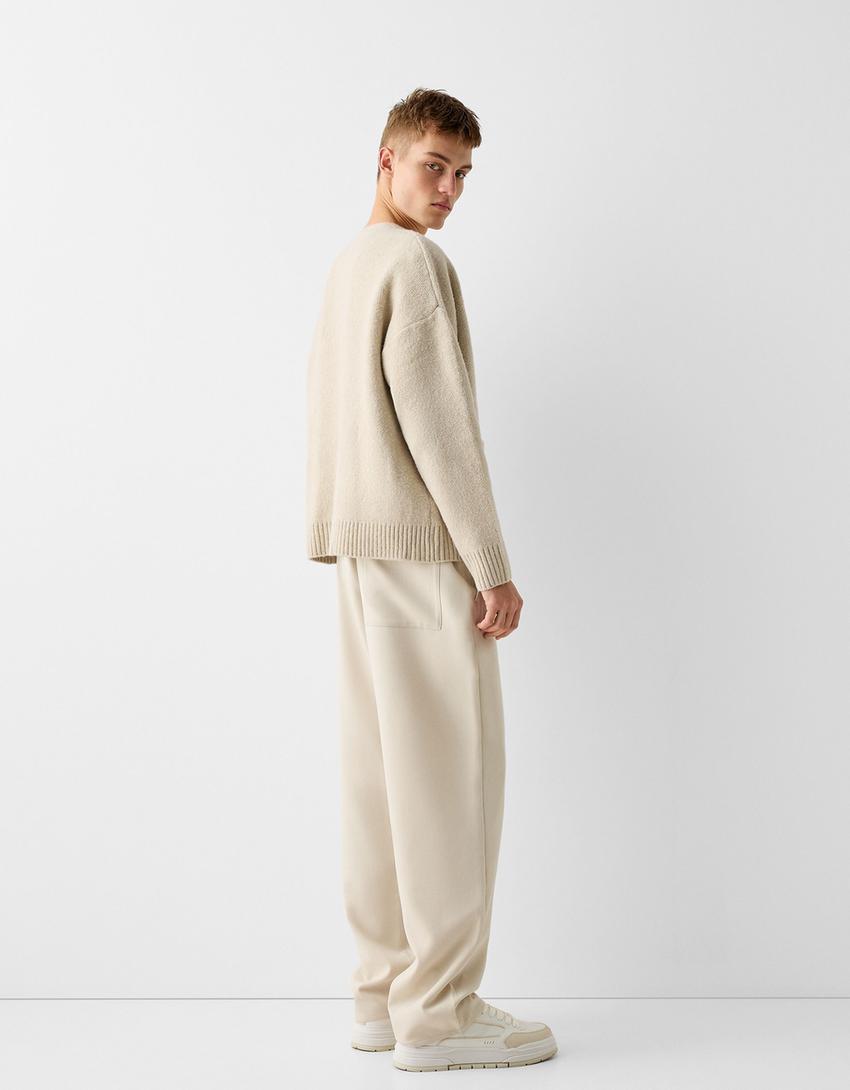 Gilet boxy fit boutons-Écru-1