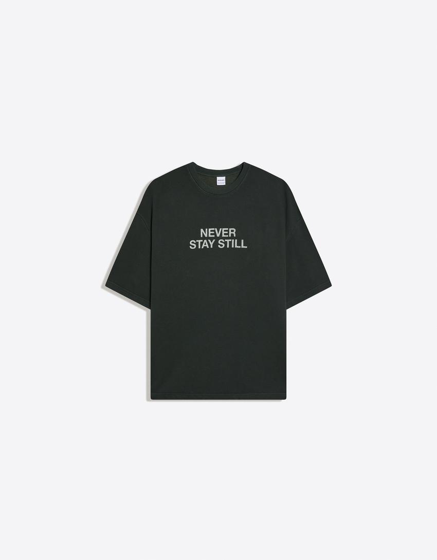 T-shirt manches courtes imprimé-Gris