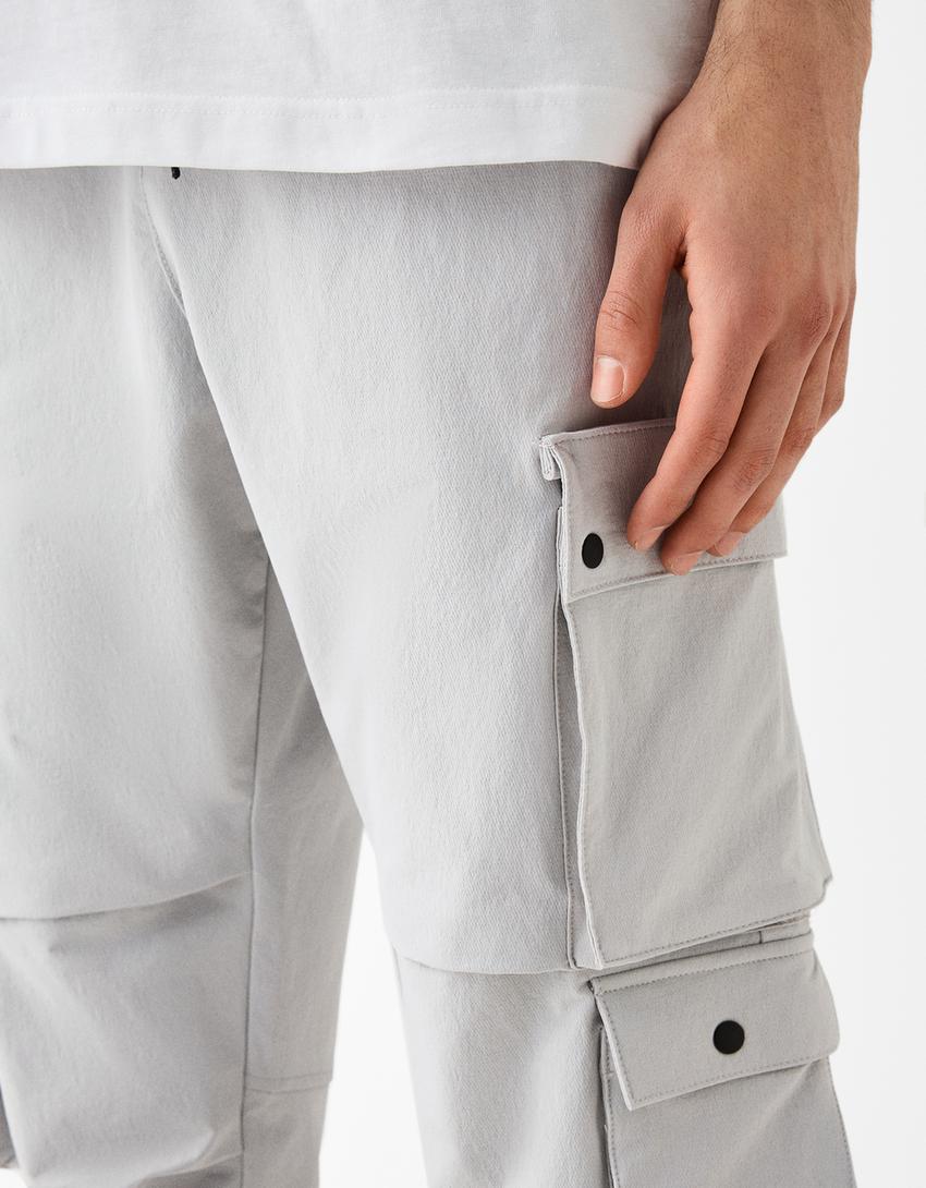 Calças multicargo técnicas-Cinza-5