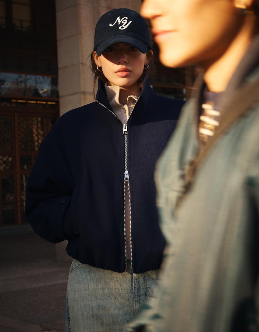 Soft touch zip-up jacket-Navy