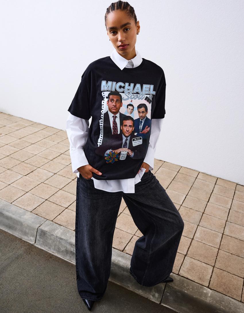 Michael The Office T-shirt met korte mouw-Zwart