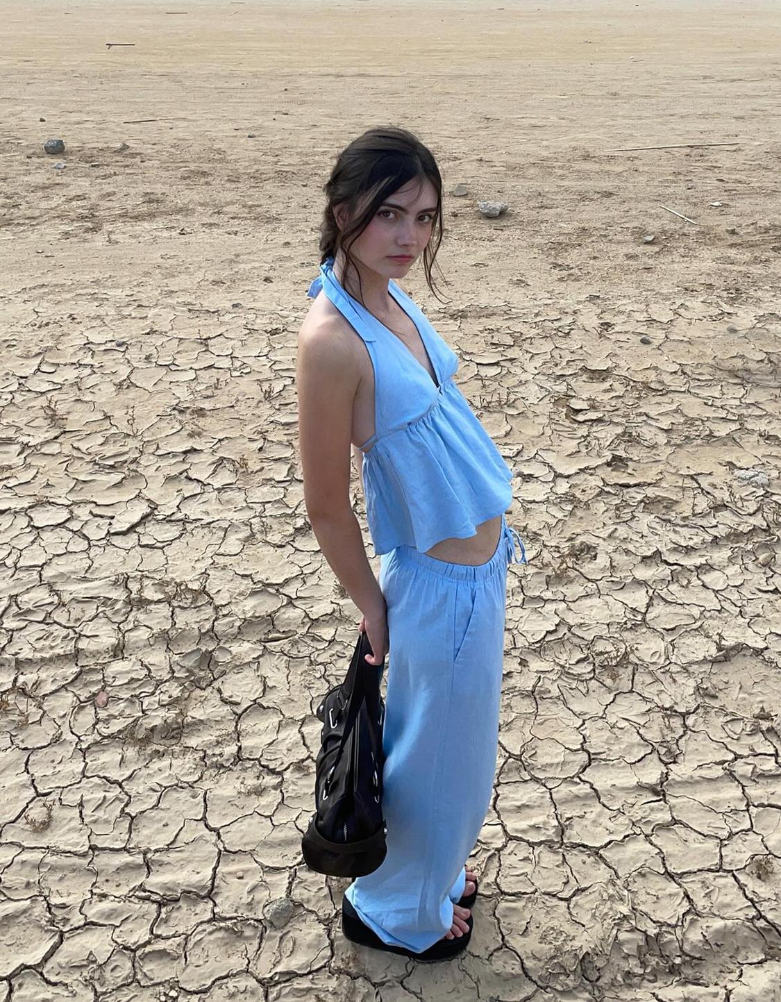 Linen blend halter waistcoat
