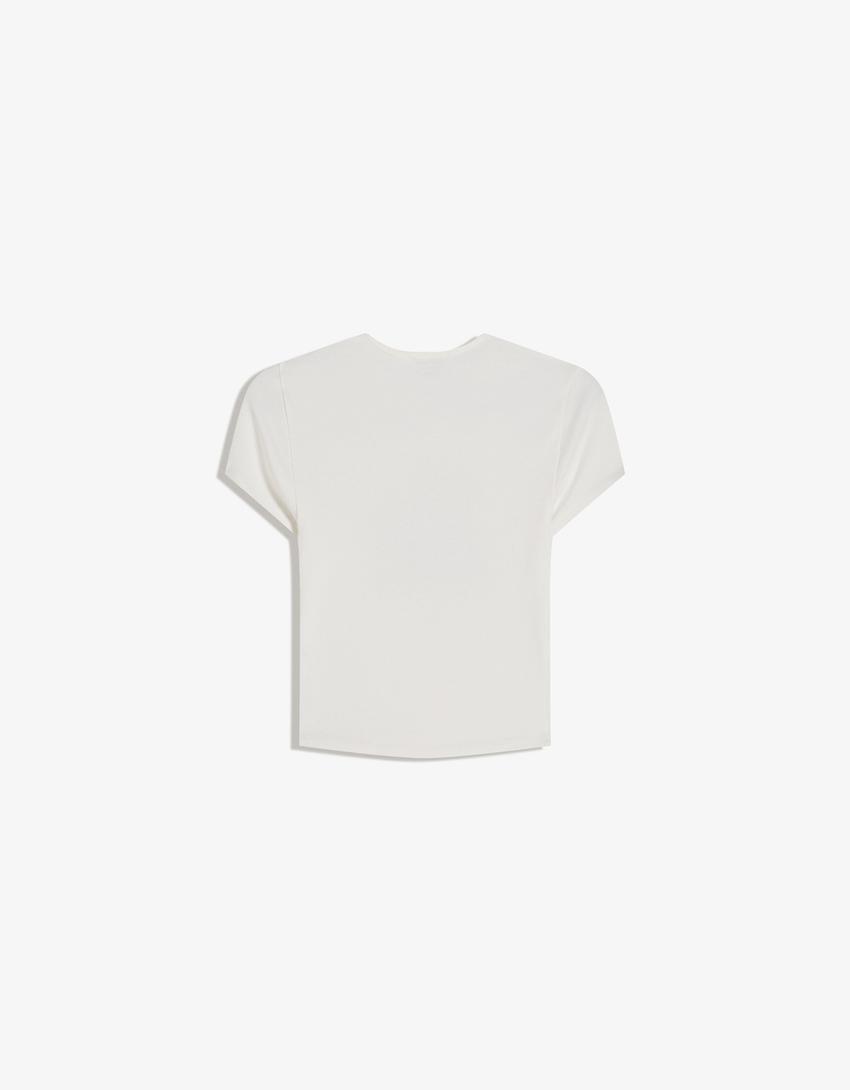 Camiseta manga corta print-Crudo